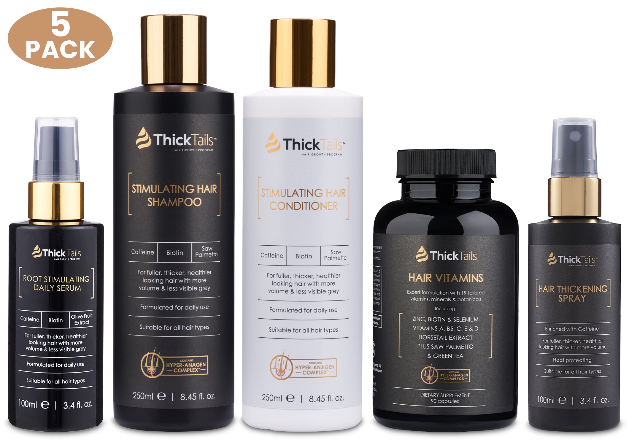 ThickTails Full Ultimate Hair Thickening System | 5-Pack | Save $40