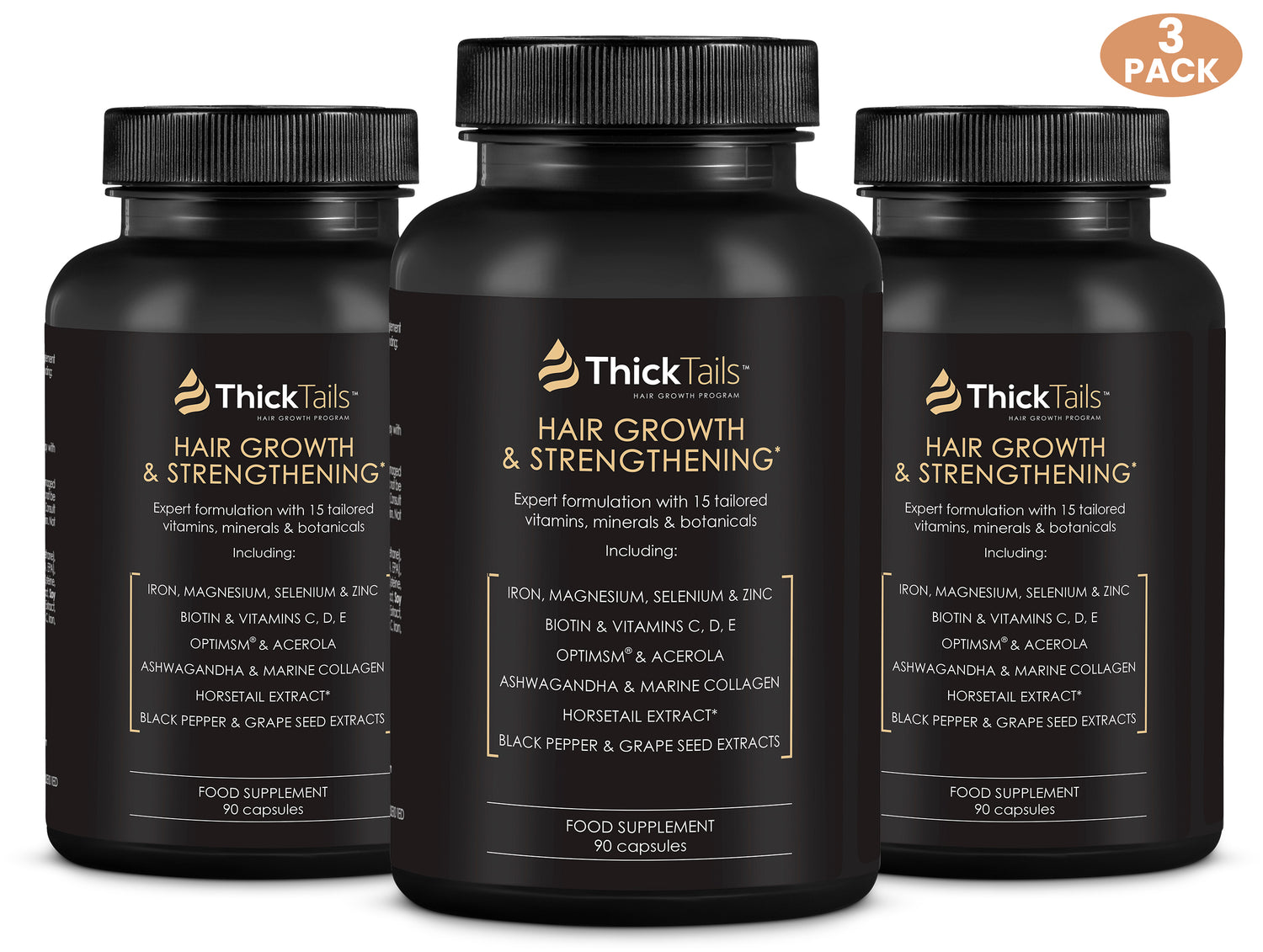 ThickTails Hair Growth &amp; Strengthening Vitamins | 3 Months Supply | Buy 2, Get 1 Free