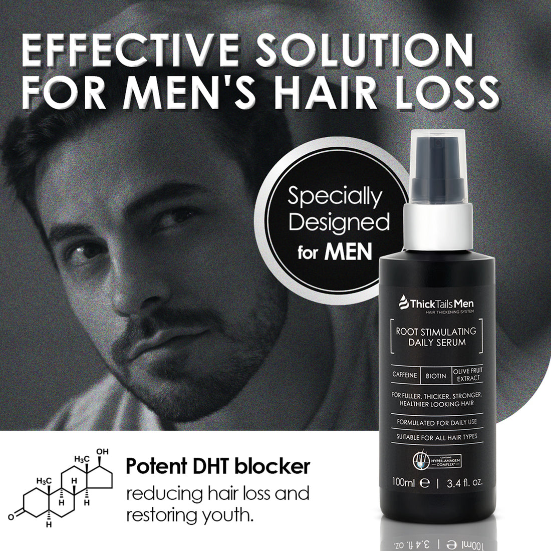 ThickTails Men’s Root Stimulating Leave-In Serum | 3 Pack (Buy 2, Get 1 Free)