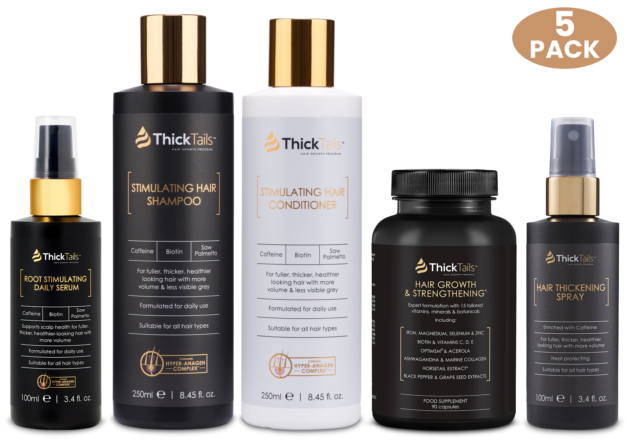 ThickTails Full Ultimate Hair Thickening System | 5-Pack