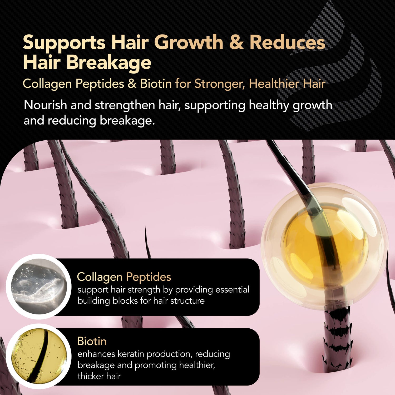 ThickTails Hair Growth &amp; Strengthening Vitamins | 90 Capsules | 1 Month Supply