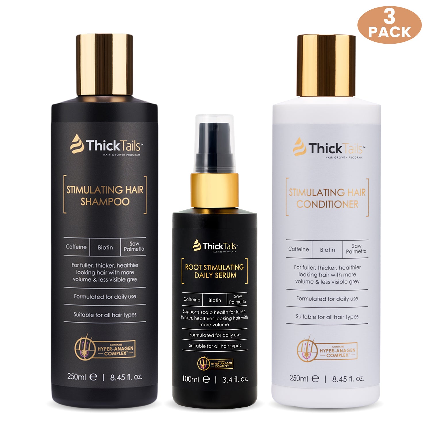 ThickTails Stimulating Hair Shampoo, Conditioner and Serum | 3-Pack