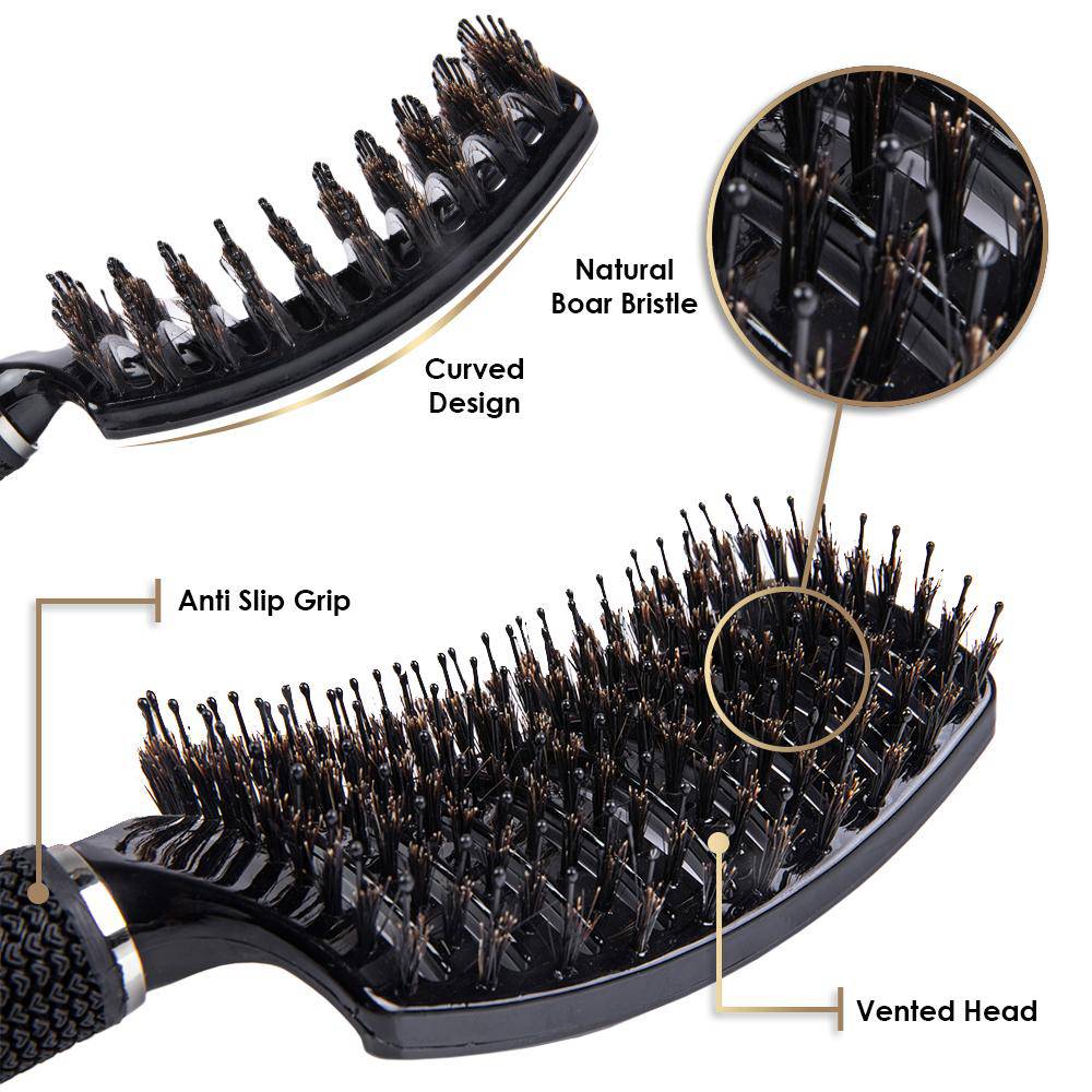 Vented Boar Bristle Professional Hair Brush by ThickTails